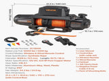 Electric Winch, 5400 kg Load Capacity, 12V DC Truck Winch with 9.5 mm x 28 m Synthetic Rope, V952-HCSDDJP12000QOPIX001V9