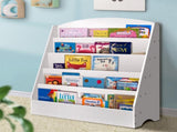 Keezi 5 Tiers Kids Bookshelf Magazine Shelf Organiser Bookcase Display Rack White FURNI-E-BOOK-UBER-WH