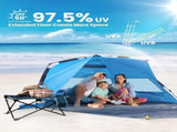 OutdoorMaster Pop Up 3-4 Person Beach Tent X-Large - Easy Setup, Portable Beach Shade Canopy Folding V1168-OM-VA8L-BTNF