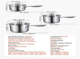 Stainless Steel Saucepan Set, 1 QT & 2 QT & 3 QT Saucepans with Glass Lids, Multipurpose Nonstick V952-BXGJG123QT3JB8H68001V0