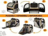 Foldable Expandable Pet Carrier Backpack for Cats and Small Dogs, Breathable Mesh Travel Carrier for V1341-ZY-QP8YH24W
