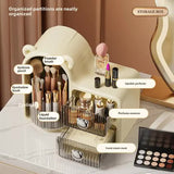 Milky white Rotating Desktop Cosmetic Organizer High-End Dustproof Wall-Mounted Storage Box with V888-ELOSUNG13239