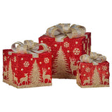 Christabelle Set of 3 Christmas Gift Box Display with LED Lights and Bows Decoration Ornament 112_MHA613