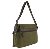 POLICE Wings Canvas Mens Messenger Business Bag w/ Laptop Computer Section in Dark Olive V563-POL-35-DKOLIVE