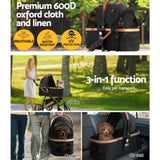 i.Pet Pet Stroller Dog Pram Large Cat Carrier Travel Foldable Pushchair 4 Wheels PET-STROLLER-110-BK