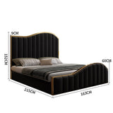 Queen Size Black Velvet Fabric Golden Metal Storage Elegant Luxury Bedframe V357-STARSHINE-QUEEN-BK-A