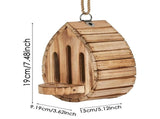 Wooden Hanging Bird Feeder,7.48in Natural Wood Open Tray Design,Easy Fill Outdoor Garden Dispenser V1369-AZ3-W-14795