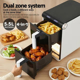 Devanti Air Fryer Oven 11L Dual Zone Fryers AF-K-J-11L-WH