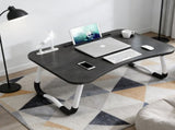 Black Laptop Stand Table Foldable Desk Computer Study Bed Adjustable Cup Slot Tray/linght and Fan V201-QHGMMOREONE038