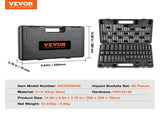3/8" Impact Socket Set, 48 Piece Socket Set SAE & Metric 8-22mm6 Point Cr-V V952-CJT38SAECRV48ZGF4V0