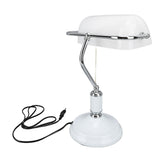 Bankers Table White Glass Vintage Style Desk with Retro Pull Chain Switch Reading Table V1294-YM0901-3119240001511
