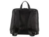 Milleni Ladies Nappa Leather Bag Twin Zip Backpack w/ Zipped Pocket - Black V563-NL3546-BLACK