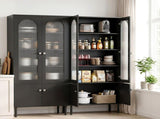 Artiss 2x Buffet Sideboard Cabinet Pantry 5-Tier Storage Cupboard Fluted Black FUR-S-SID-04-BK-ABX2