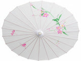 6x PARASOL UMBRELLA Chinese Japanese Bamboo Flower Pattern 80cm Large BULK - White V563-6XBR-PARUMB-WHT