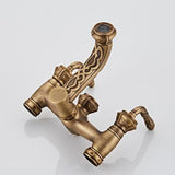 Clawfoot Bathtub Faucet with Handheld Shower 2-Function Wall-Mounted Tub Faucet Set, Dual Cross V1107-113-90096-BRO-B