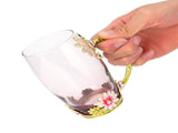 Glass Cup Innovative Flower Tea Cup with Spoon Drink Mug Birthday Christmas Festive GiftsGreen V1294-YM0901-3118210111814