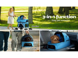 i.Pet Pet Stroller Dog Pram Large Cat Carrier Travel Foldable 4 Wheels Double PET-STROLLER-2T-BL