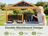 Keezi Kids Mud Kitchen Play Kitchen Toy Kitchen Set with Blackboard 110cm PLAY-WOOD-TRG-BOARD