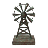 Decorative Galvanised Windmill Ornament on Base 26cm V637-03801WND