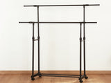 Double-rod Adjustable Clothes Rack with Pulley-Back V1161-972836