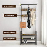 4-In-1 Coat Rack Large Capacity Freestanding Hall Tree 183 High Entryway Bench with 8 Detachable V985-COATRACK