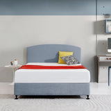 Linen Fabric Queen Bed Curved Headboard Bedhead - Berlin Blue 839831