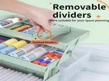 3 Layer Multipurpose Storage Box with Compartments, Plastic Craft Organizer with 2 Trays for V1237-ZY00B0DJNTYCDL