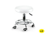 2x Levede Swivel Salon Barstool Hairdressing White T4498-WHX2