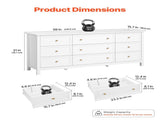 9 Drawer Dresser, Wooden Chest of Drawers with Sliding and Anti-tip Device, Retro Minimalist Dresser V952-FGFCTJ3L9C57RT2W8001V0