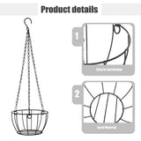 Set of 2 Modern Iron Plant Hangers, Stylish Outdoor Garden Hanging Baskets for Plants, and V1369-AZ3-W-12996
