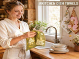 Cotton Tea Towel, Botanical and Floral Prints, Absorbent and Fast Drying Resist Smell Buildup for V1366-AZ2-W-15542