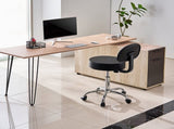 Round Rolling Stool, PU Leather Rolling Stool with Backrest, 360&deg Swivel Drafting Stool with V952-YDHSJSYXYKBWDYI0TV0