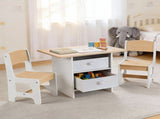 Keezi Kids Table and 2s Set Wooden Activity Table wit 2 Storage Drawers, Toddler Table and KTC-G-MS-NT