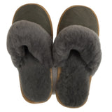 Sheepskin Wool Womens Slippers Scuffs Slip On Winter Ugg Slippers in Grey - 7 V563-BR-SHEEPSCUFFS-GRYFR-7