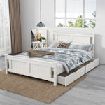 2 x Wooden Bed Frame Storage Trundle Drawers-White V264-STB-105P-WHE-NA