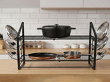 Toque Pot Rack Wall Mounted 2 Tier Hanging Cookware Organizer 20 Hooks Pan Rack KT1063-BK-2-AU