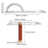 2Pcs Angle Protractor, T Bevel Angle Finder with Wooden Handle Sliding T-Bevel Bevel Gauge for V1370-AZ4-07606