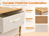 3 Drawer Bamboo Storage Chest Fabric Drawers Multi-Purpose Organiser for Bedroom Bathroom Laundry V1181-HO0421-NEW