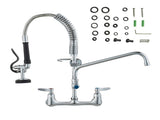Commercial Faucet with Pre-Rinse Sprayer, 21" Height, 8" Center, 12" Swing Spout, Wall Mount Kitchen V952-BGSYCXSLTBGS9X3ACV0