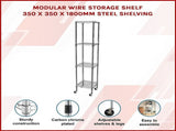 Wire Storage Rack 35x35cm Chrome Shelving with Wheels V63-841491