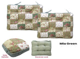 Lylac Homewares Petal Delights Set of 2 Cotton Chair Pads Mia Green V442-LYL-CHAIRCU-SETOF2MIA-GREEN-SQ