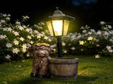 Highland Cow Family Solar Garden Light Style 3 - Resin Animal Statue with Planter & Sunflower, Warm V888-ELOSUNG55512