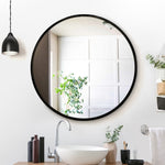 Embellir Wall Mirror Makeup 80cm Home Decor Framed Mirrors Bathroom Round Black MM-WALL-ROU-BK-80