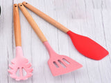 12pcs Cooking Utensils Set Silicone Colorful Wood Handle Cooking Kitchen Utensil Set Colorful V1294-YM0717-3118220192511