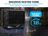 POLYCOOL 130L 750W Evaporative Air Cooler, Commercial Industrial Grade, Remote Control, Purifier, V219-COLCECPY13KA