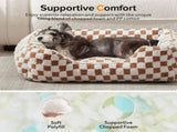 Dog Beds -Cute Cat Beds for Indoor Cats Calming Pet Beds, Rectangle Orthopedic Cuddle Puppy Bed with V1107-136-22944-GRY-M