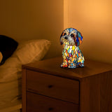 Small Dog Lamp, Retro Stained Resin Tabletop Night Light, 3D Cute Puppy Table Lamps, Gift for Lovers V1366-AZ2-W-16769
