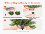 Artificial Topiary Cypress Trees with Ground Spike, 2 Set 406mm Faux Shrubs & Bushes Potted Plants, V952-DDMJCRGXJBS12L95S001V0