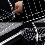 2 Tier Dish Rack with Drain Board for Kitchen Counter and Plated Chrome Dish Dryer Silver 42 25,5 V178-12689