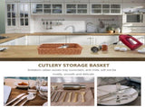 Chocolate Rattan Cutlery Tray 4 Deep Compartments for Kitchen Storage V1192-AZ-W-24947